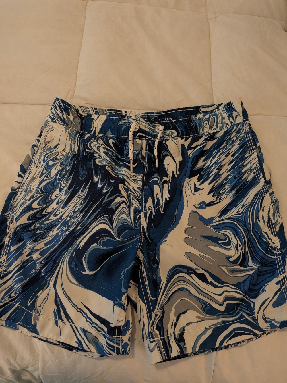GAP kids Blue Marble Print Swim Trunks